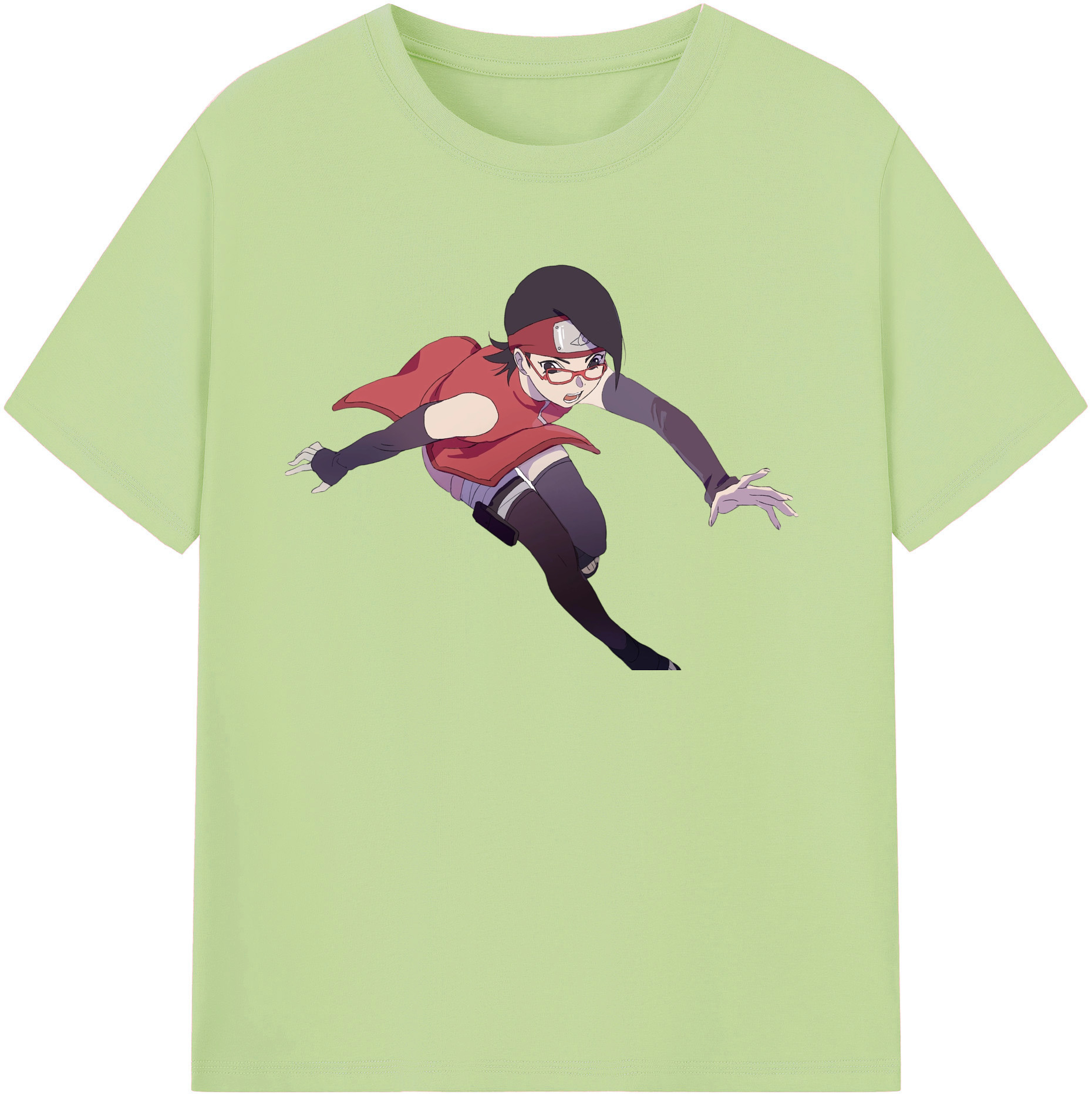 （画像用） NARUTO -ナルト- うちは サラダ Uchiha Sarada 綿100％半袖Tシャツ（フロントプリント）